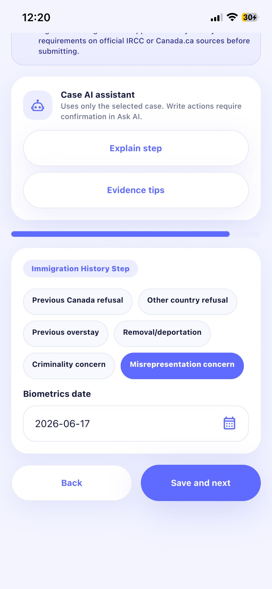 App Lawyer case dashboard and review screen 17