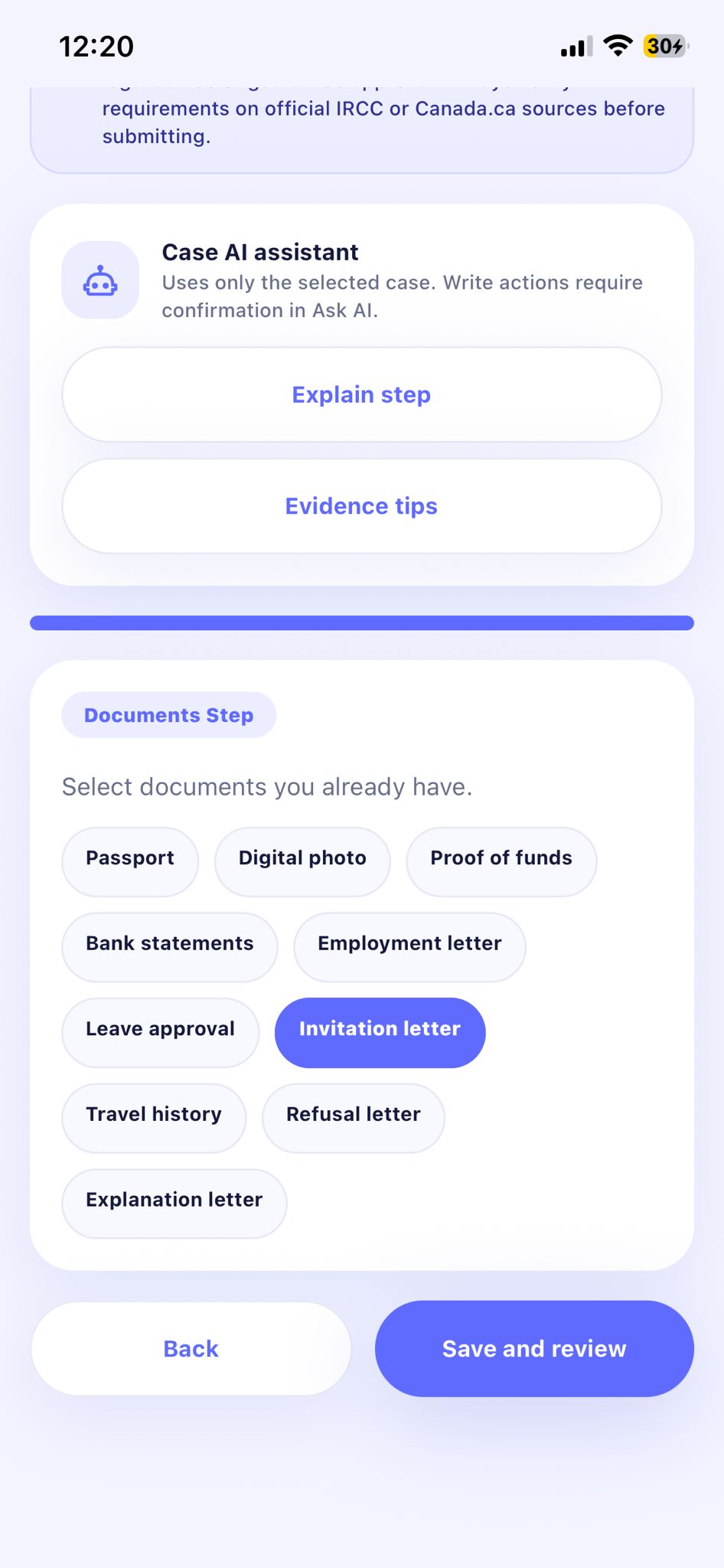 App Lawyer case dashboard and review screen 18