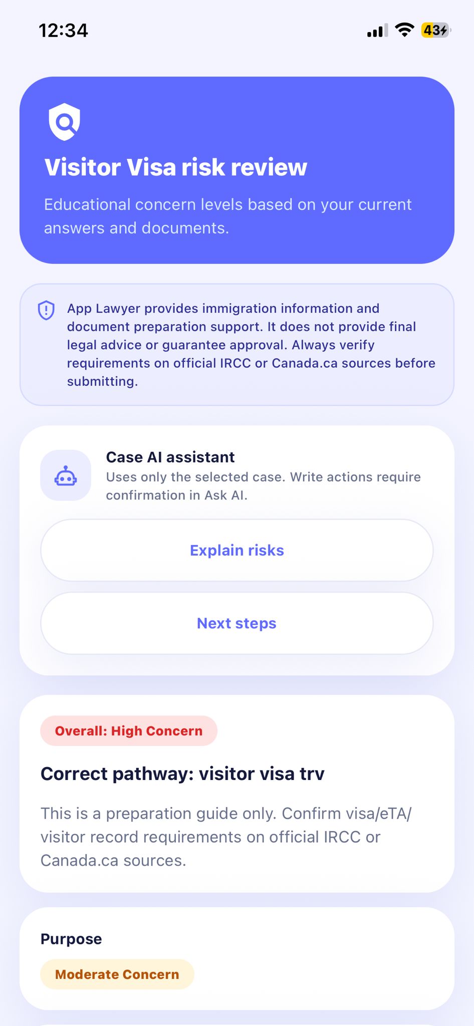 App Lawyer case dashboard and review screen 19