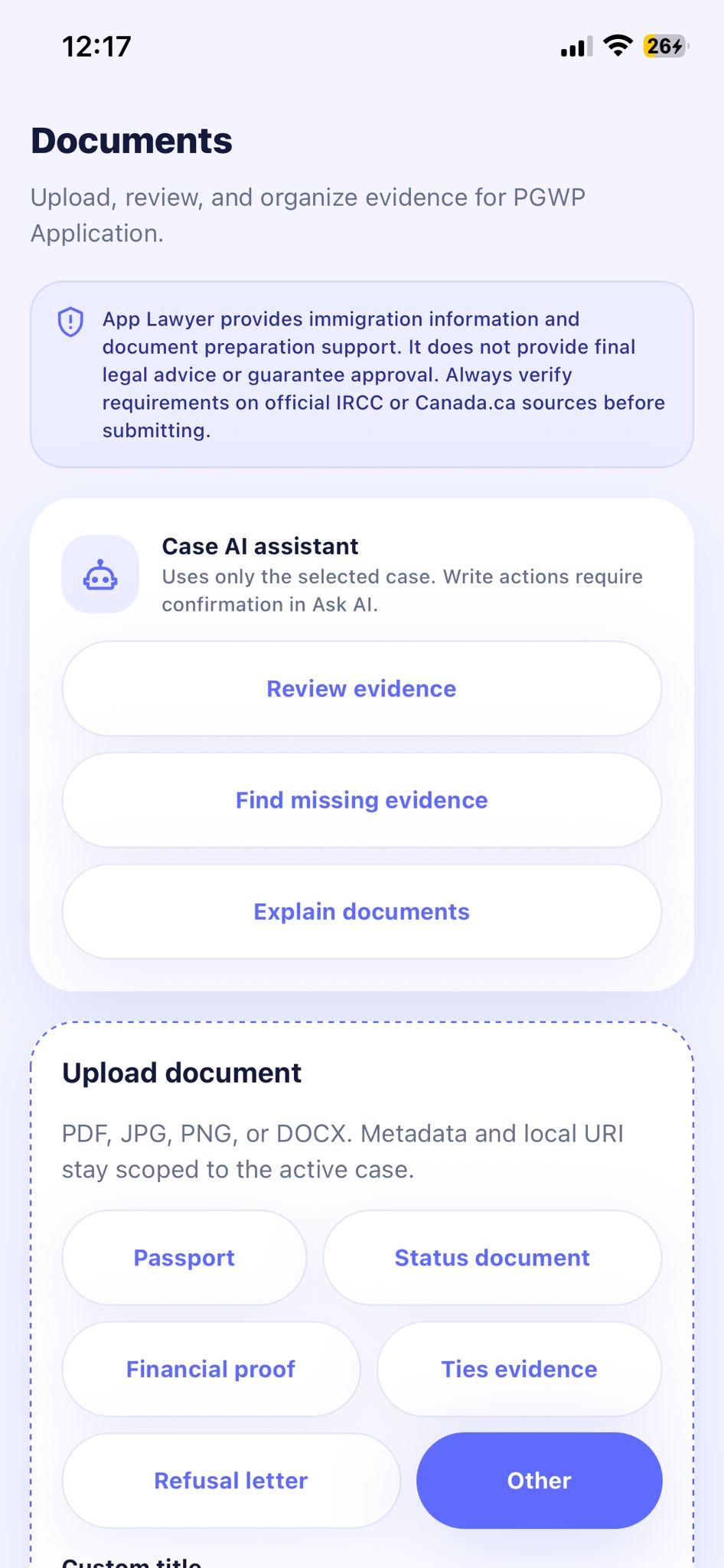 App Lawyer document workflow screen 8